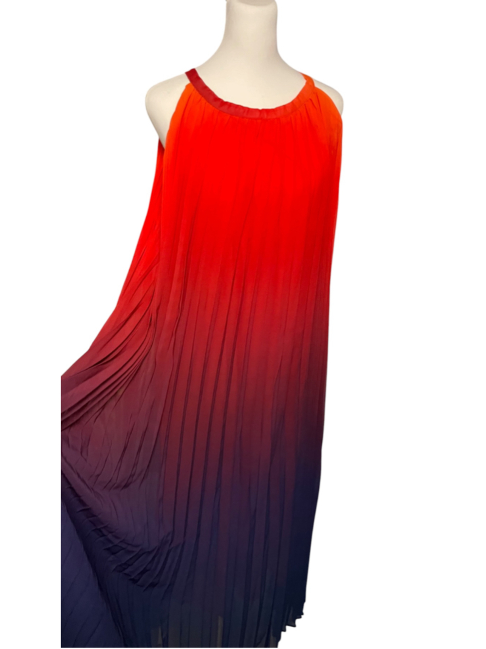 ChicWish Ombre Gradient Sunset Halter Pleated Maxi Dress Size M/L - Picture 8 of 11
